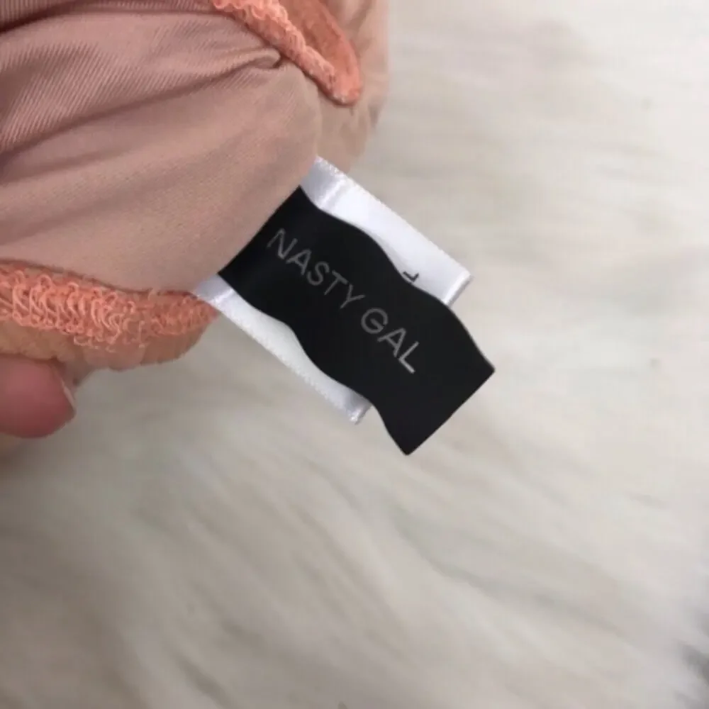 Nasty Gal Nude Ribbed Low Back One Piece Swim Size XS
